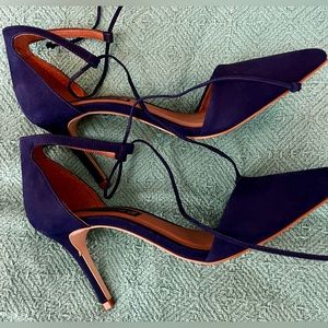 Steve Madden Blue Nubuck Ankle Tie Pump Heels